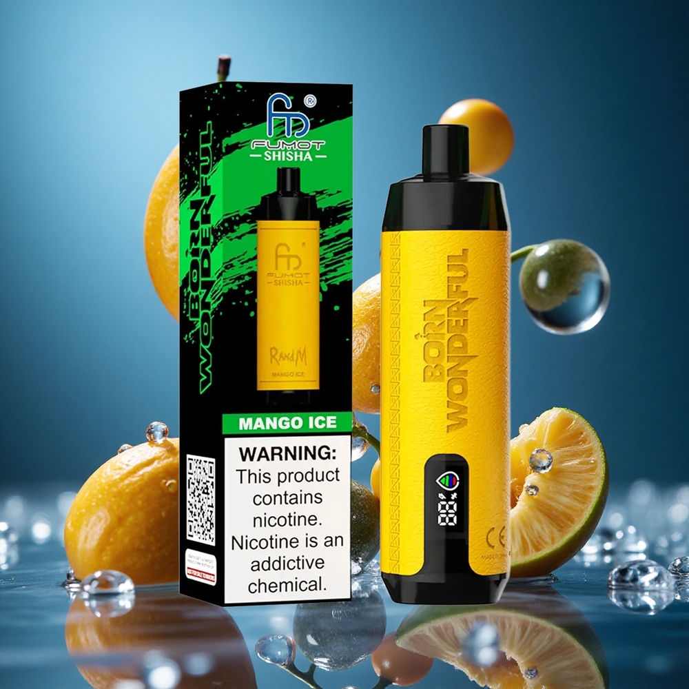 RandM Fumot Shisha 10000 Puff Mango Buz Kombinasyonu LED Göstergeli Turkey vapes