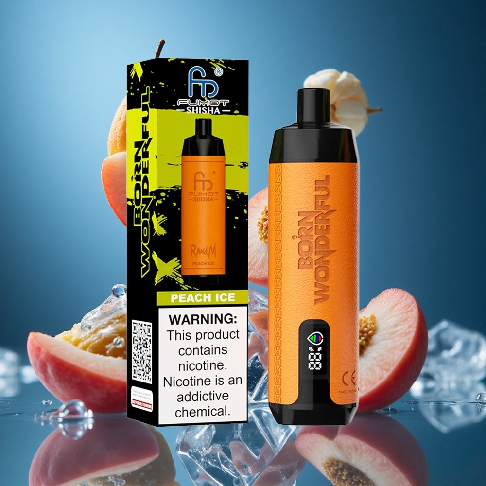 RandM Fumot Shisha 10000 Puff Şeftali Buz Disposable Vape LED Göstergeli Turkey vapes