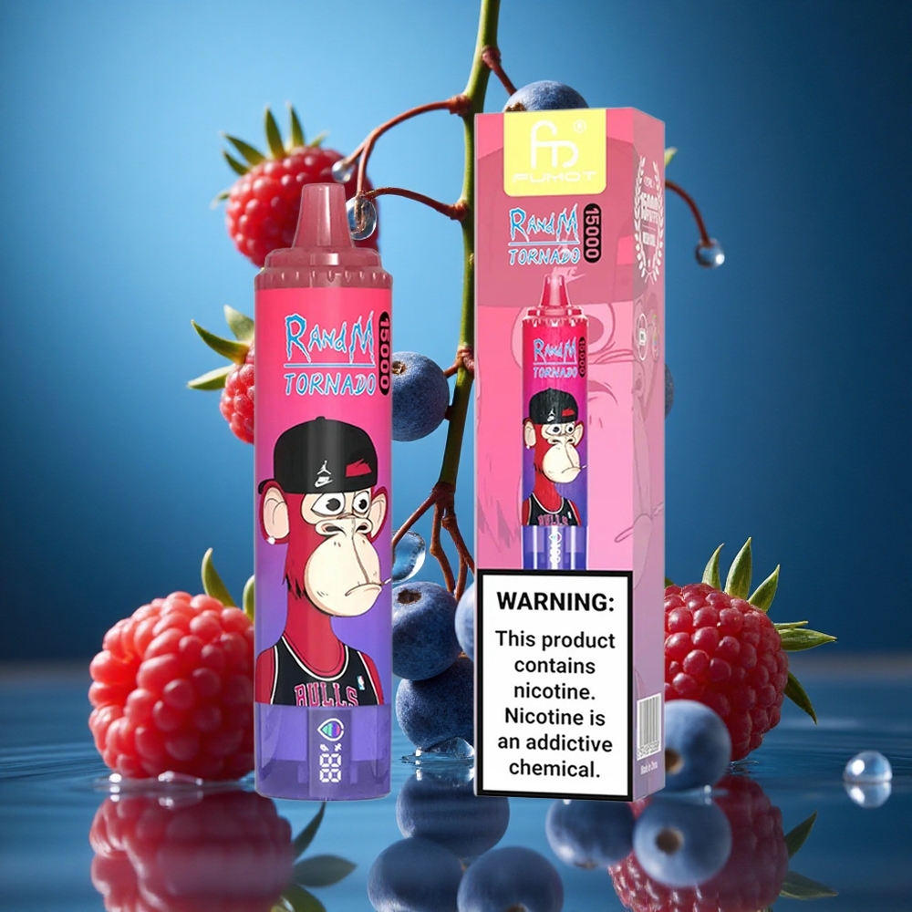RandM Fumot Tornado 15000 Puffs Ahşap Teknoloji Blu Ahududu Turkey vapes