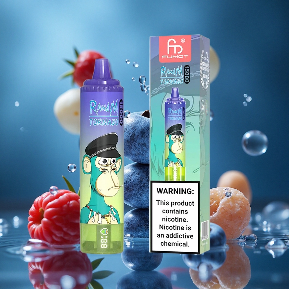 RandM Fumot Tornado 15000 Puffs Ahududu Balon Şeker LCD 25ml Turkey vapes