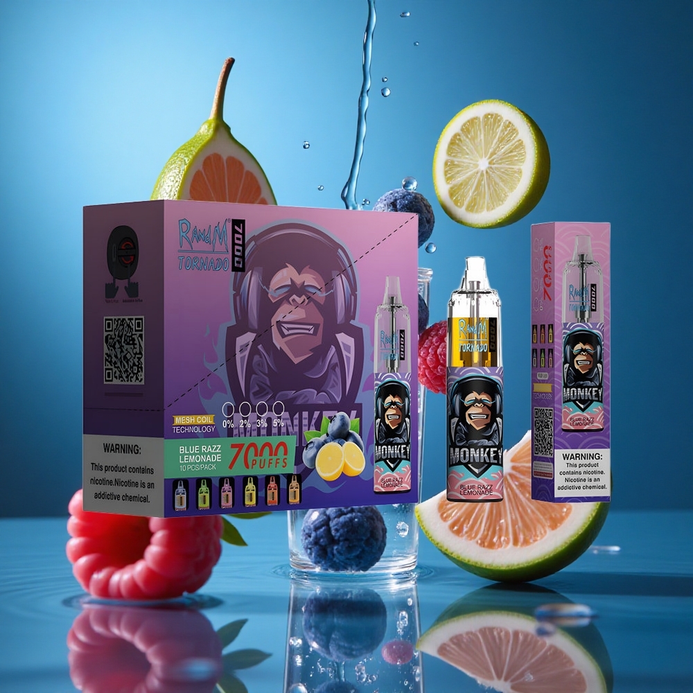 RandM Fumot Tornado 7000 Puffs Mavi Ahududu Limonata Turkey vapes