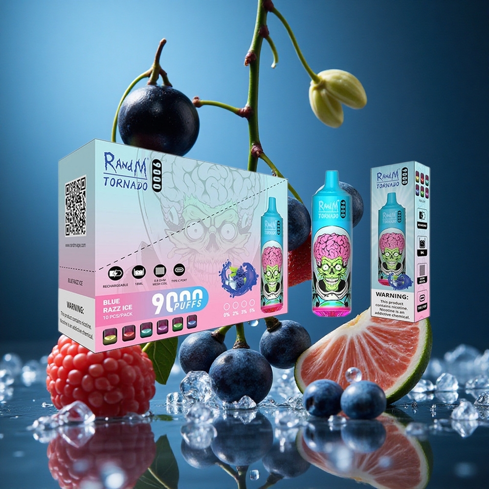 RandM Fumot Tornado 9000 Puff Siyah Ejderha Buz 18 mL Turkey vapes