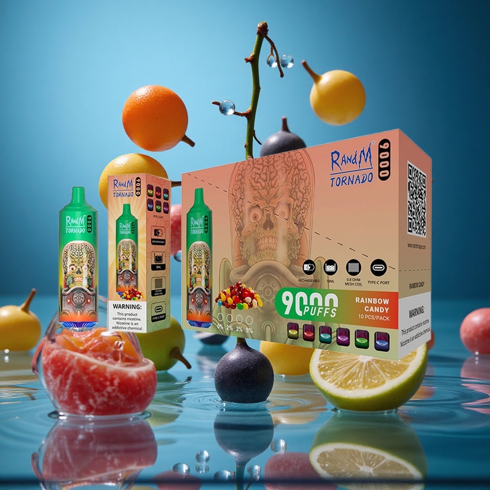 RandM Fumot Tornado 9000 Puffs Disposable Vape Gökkuşağı Şekeri Turkey vapes