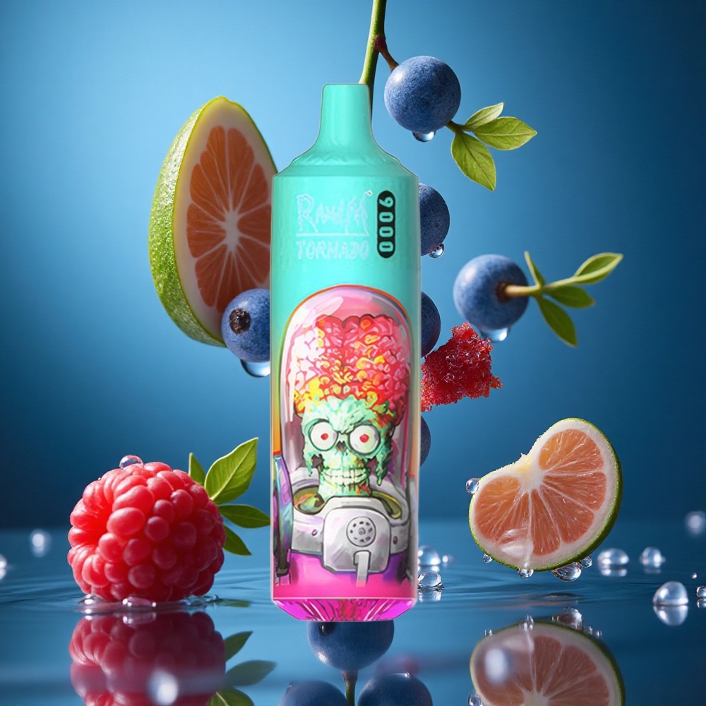 RandM Fumot Tornado 9000 Puffs Mavi Ekşi Ahududu Turkey vapes