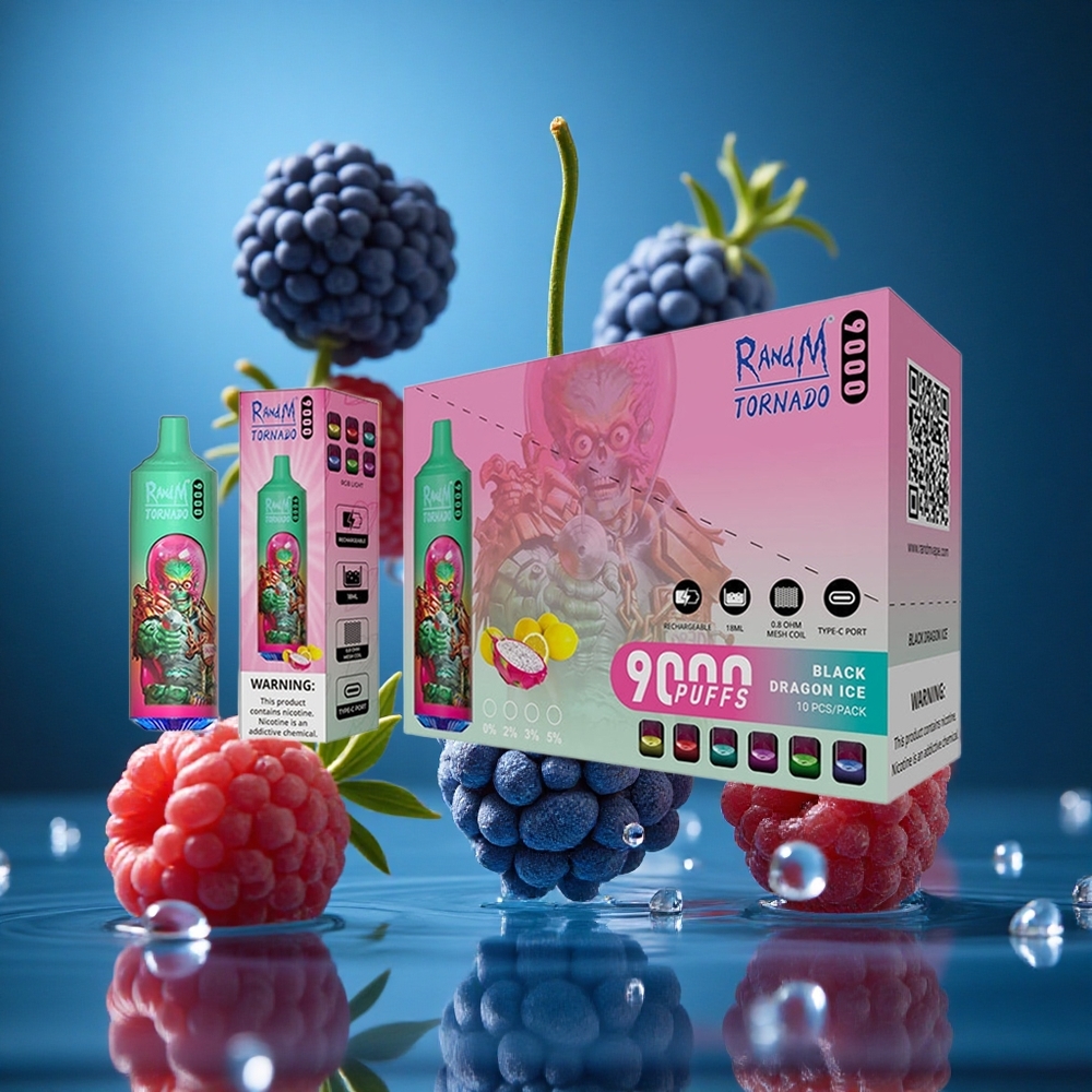 RandM Fumot Tornado 9000 Puffs Mavi Razz Çeşit 54 Mesh Coil Turkey vapes