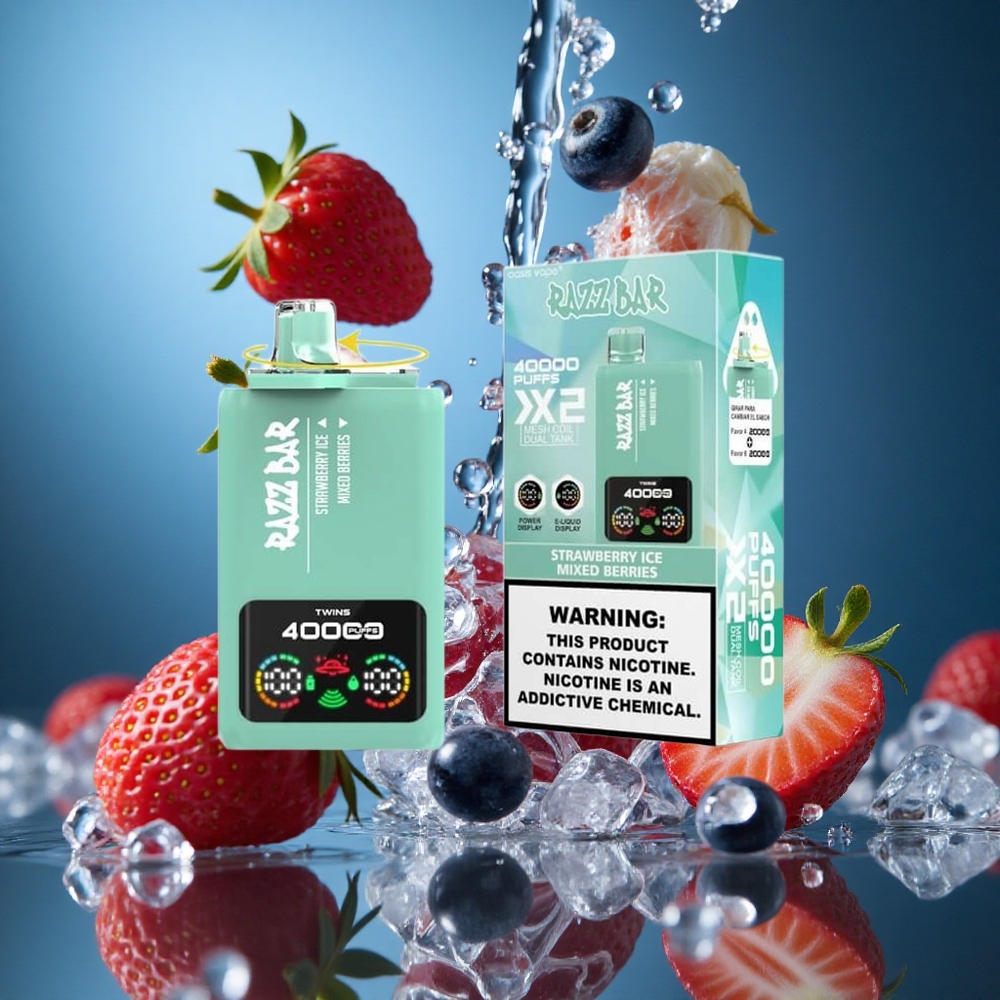 Razz Bar 40000 Puff Çilek Buzu_Karışık Meyveler Power Screen Display Turkey vapes