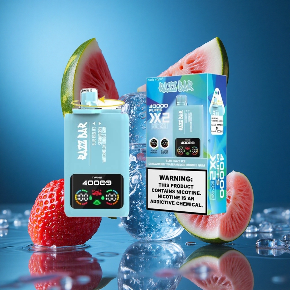 Razz Bar 40000 Puffs Mavi Ahududu Buz-Çilek Karpuz Balon Şeker Turkey vapes
