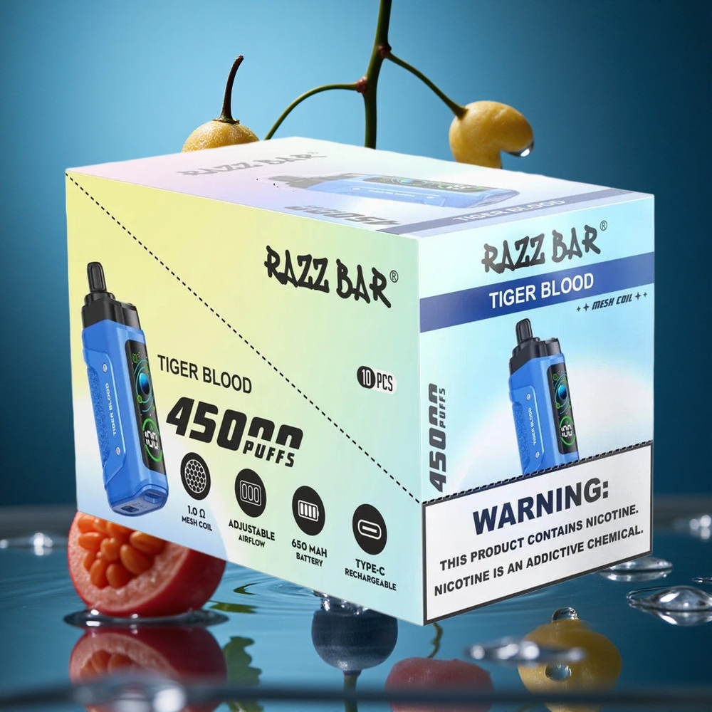 Razz Bar 45000 Puff Ayarlanabilir Hava Akışı Tiger Kanı Turkey vapes