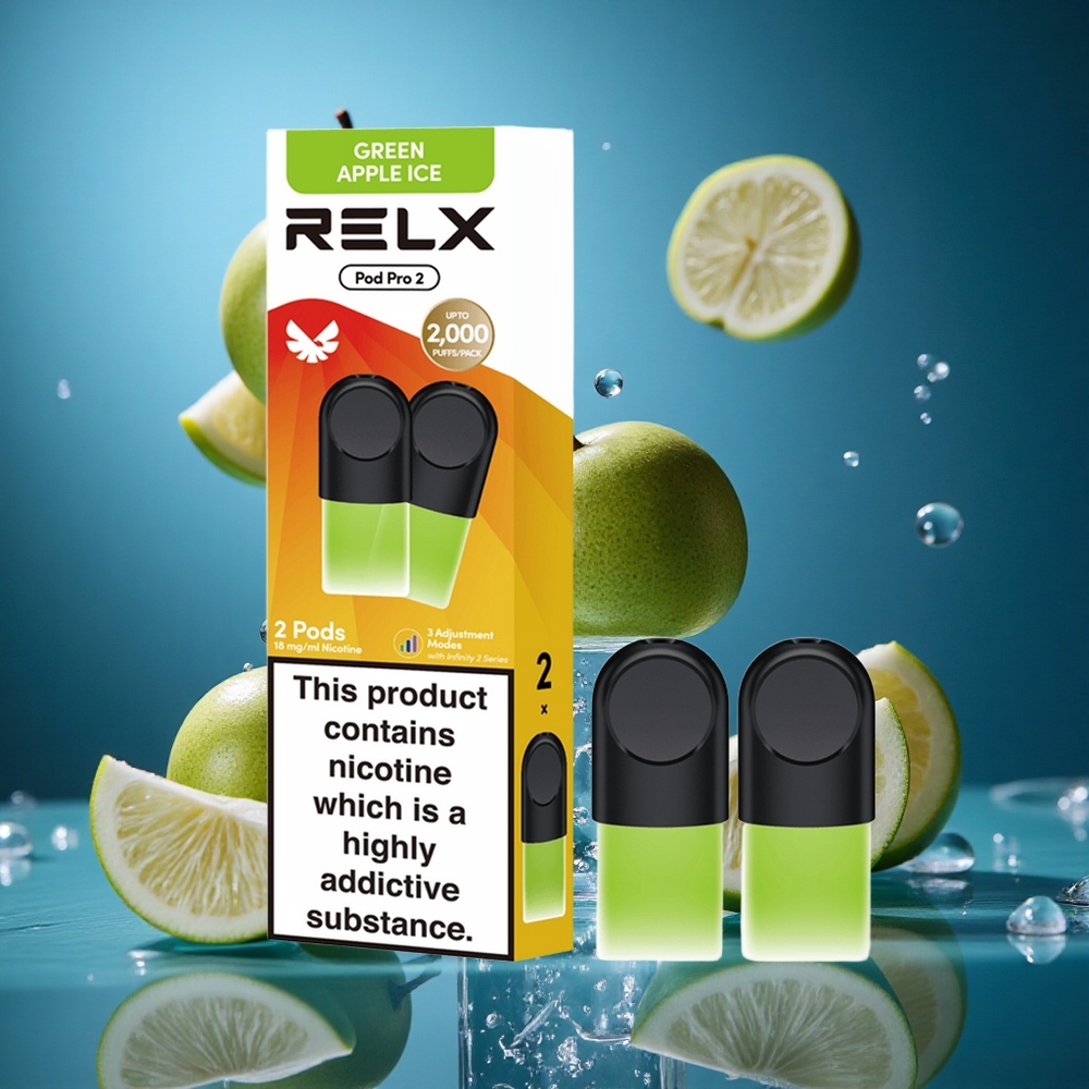 RELX Pod Pro 2 600 Puff Yeşil Elma Buz Turkey vapes